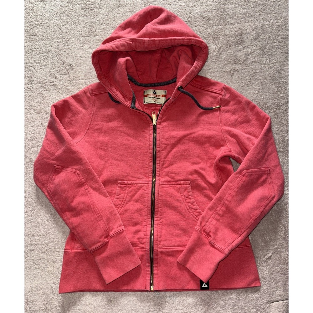 American Giant Women's Hoodie Red Classic Full Zip Up Heavy Made In USA Sz M